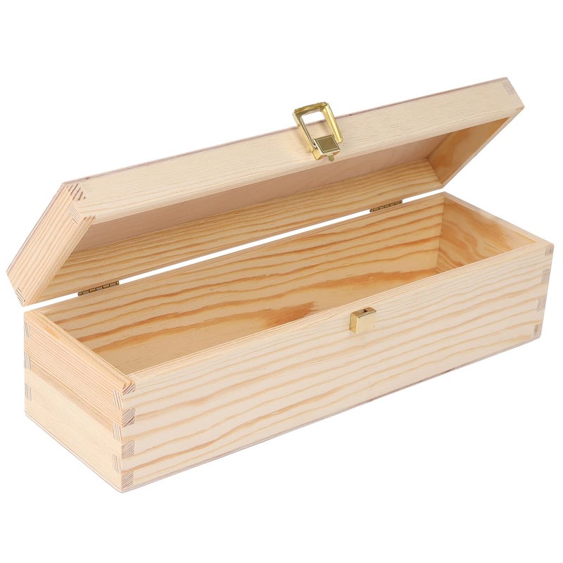 Creative Deco Unpainted Wine Wooden Box Gift Storage | 1 Bottle | 13.81 x 4.33 x 3.93 in | Natural Wood Holder | Perfect Luxury Box for Christmas, Birthday, Wedding, Valentineâ€™s Day, Anniversary - Image 1